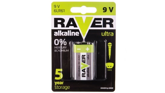 Bateria alkaliczna 6LF22 / 9V RAVER ULTRA B7951 /blister 1szt./ RAVER