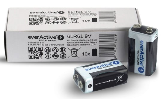 Bateria alkaliczna 6LR61 9V (R9*) everActive Pro - 10 sztuk (kartonik) EverActive