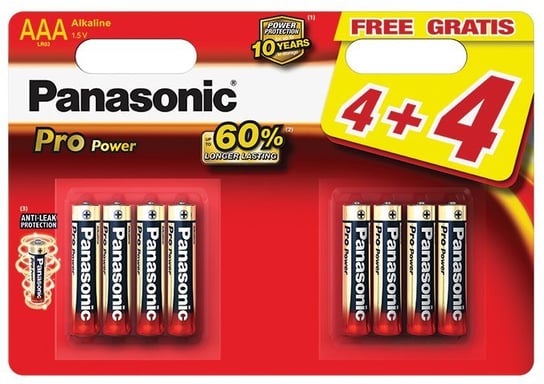 Bateria alkaliczna AAA PANASONIC LR03/4+4 Pro, 8 szt. Panasonic