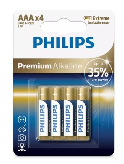 Bateria alkaliczna AAA PHILIPS Premium, 4 szt. Philips
