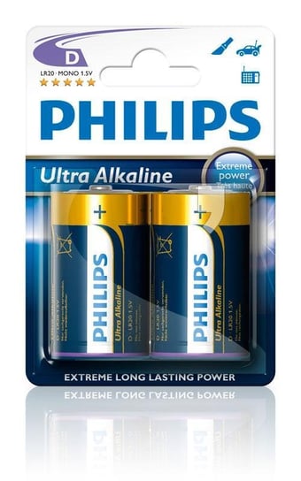 Bateria alkaliczna LR20 PHILIPS Ultra Alkaline LR20E2B/10, 2 szt. Philips