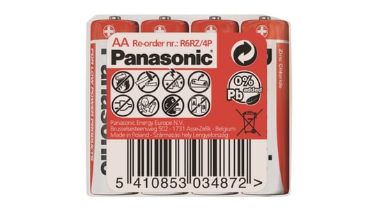 Bateria cynkowo-węglowa R6 / AA 1,5V /foliowane 4szt./ Panasonic