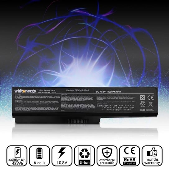 Bateria do notebooka Toshiba PA3634/PA3636 WHITENERGY, 10.8 V, 4400 mAh Whitenergy