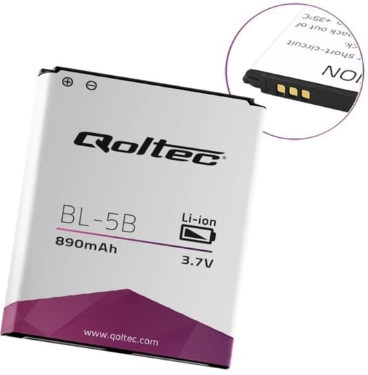 Bateria do telefonów Nokia QOLTEC 52025.BL-5B, 890 mAh, 3.7 V Qoltec