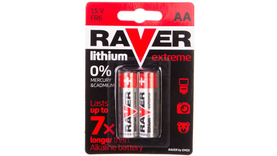 Bateria litowa LR6 / AA 1,5V RAVER EXTREME B7821 /blister 2szt./ RAVER