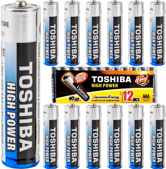 Baterie Alkaliczne Paluszki Aaa Lr03 12 Szt. Toshiba 1,5V High Power +25% Toshiba