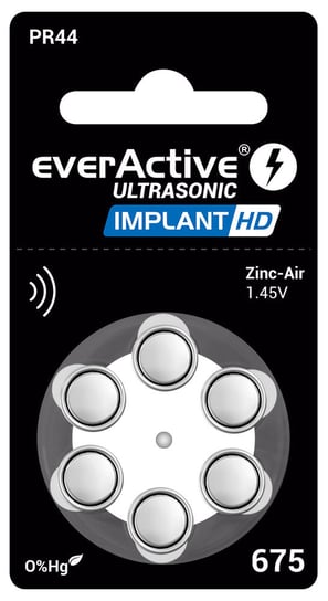 Baterie do aparatów słuchowych EVERACTIVE Ultrasonic Implant HD, 675/PR44, 6 szt. EverActive