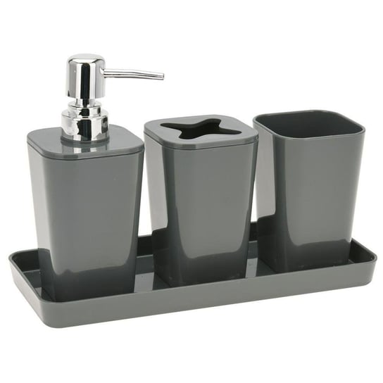 Bathroom Solutions Zestaw łazienkowy dozownik do mydła w płynie kubek szary Bathroom Solutions