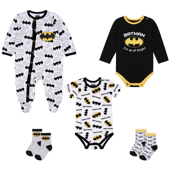 Batman Komplet niemowlęcy dla chłopca body, pajacyk + skarpetki DC COMICS