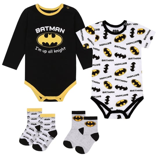 Batman Zestaw niemowlęcy dla chłopca body długi rękaw, body krótki rękaw + skarpetki 6 m 68 cm DC COMICS