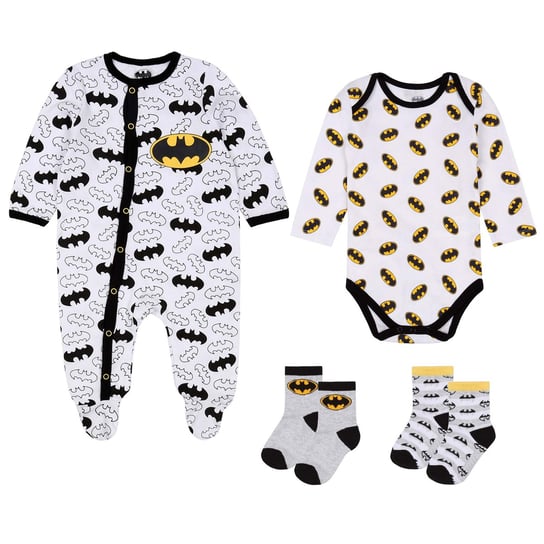 Batman Zestaw niemowlęcy dla chłopca body, pajacyk + 2x skarpetki DC COMICS