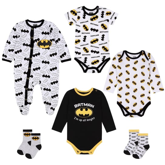 Batman Zestaw niemowlęcy dla chłopca pajacyk, body + skarpetki DC COMICS
