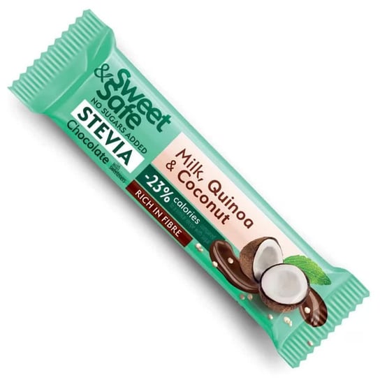 Baton z Mlecznej Czekolady - Quinoa i Kokos, Słodzony Stewią Sweet&safe, 25g Inna marka
