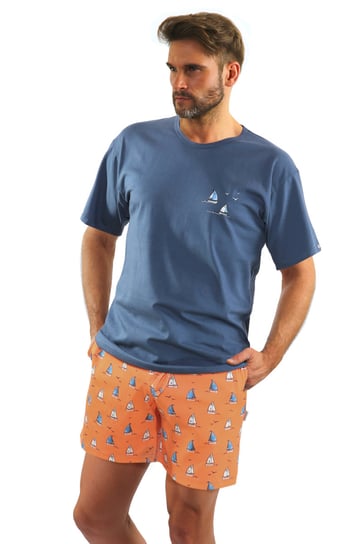 Bawełniana piżama męska z krótkim rękawem żaglówki sesto sensoherren-pyjama mit kurzem ärmel „segelboote“ von sesto senso.-l Sesto Senso