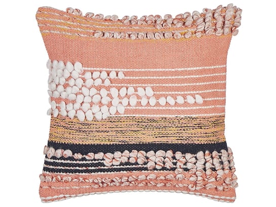 Bawełniana poduszka ze wzorem w paski 45 x 45 cm pomarańczowa DEUTZIA Beliani