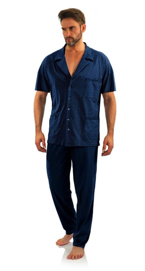 Bawełniana rozpinana piżama męska z długim rękawem Sesto Sesto w kotwiczki - XL Sesto Senso