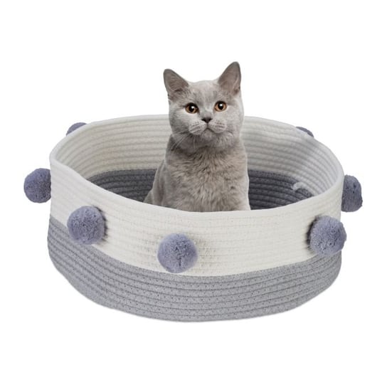 Bawełniane plecione legowisko dla kota psa okrągłe pompony Inna marka