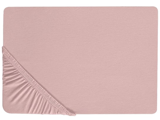 Bawełniane prześcieradło z gumką 160 x 200 cm różowe HOFUF Beliani