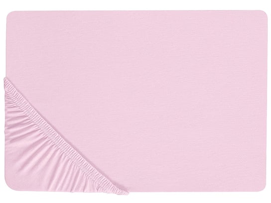 Bawełniane prześcieradło z gumką 160 x 200 cm różowe JANBU Beliani