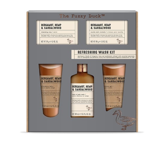 Baylis & Harding, The Fuzzy Duck Bergamot, Hemp & Sandalwood Men's, Zestaw Prezentowy Kosmetyków Do Pielęgnacji Dla Mężczyzn, 5 Szt. Baylis & Harding