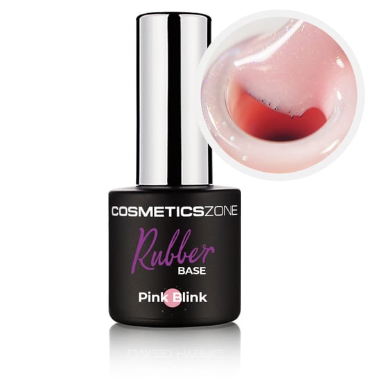 Baza kauczukowa różowa z drobinkami Rubber Base Pink Blink 7ml Cosmetics Zone