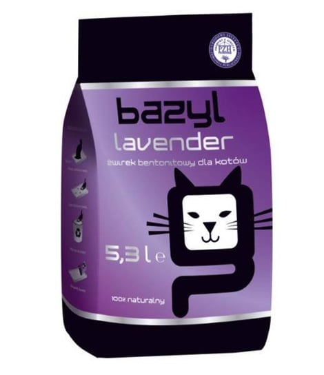 Bazyl Lavender 5,3L premium - żwirek dla kotów, bentonitowy, 5,3L Inny producent