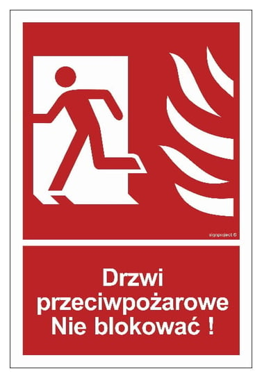 BC057 Drzwi przeciwpożarowe. Nie blokować! lewostronne - 20 X 29,6 CM, PN - PŁYTA 1MM LIBRES POLSKA SP SGP-BC057_200X296_PN 5904937544321 LIBRES