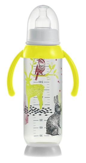 Beaba, Bunny, Butelka antykolkowa z uchwytem, 330 ml, Yellow Beaba