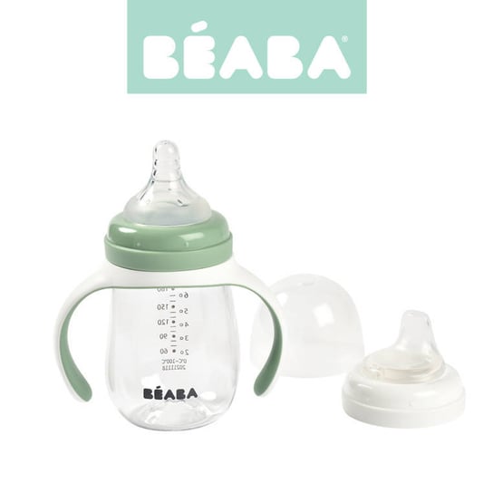 Beaba, Butelka treningowa, 2w1, tritanowa 210 ml, Sage green Beaba