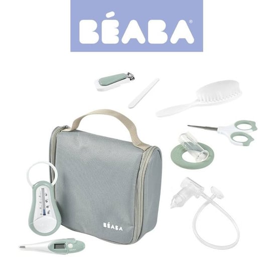 Beaba, Kosmetyczka z 9 akcesoriami do pielęgnacji niemowląt, Sage green Beaba