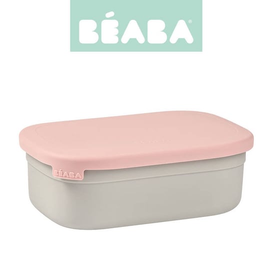 Beaba Lunchbox ze stali nierdzewnej konfigurowalny z silikonową pokrywką i osłoną Powder Pink Beaba