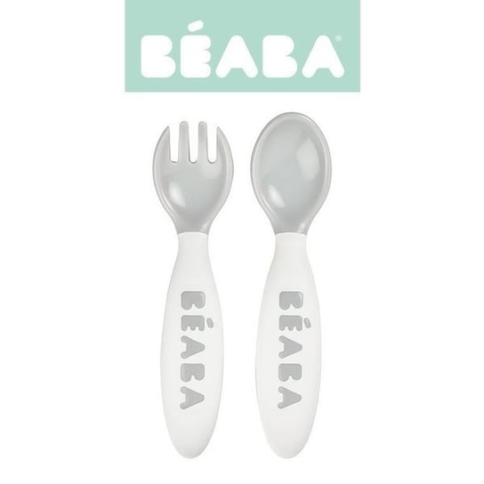 Beaba, Sztućce Plastikowe w Etui Grey Beaba