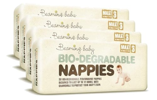 Beaming Baby, Ekologiczne pieluszki jednorazowe, rozmiar 3, Maxi, 7-11 kg, Big Pack, 136 szt. Beaming Baby
