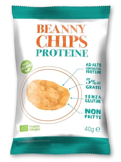 Beanny Chips, chrupki z soczewicy proteinowe bezglutenowe bio, 40 g NEW SNACKS