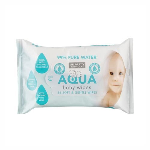 Beauty Formulas Aqua Baby Wipes Nawilżające chusteczki dla dzieci 56 szt. Beauty Formulas