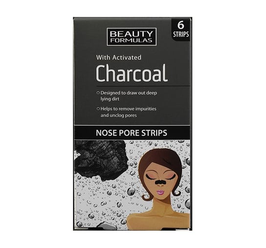 Beauty Formulas, Charcoal, płatki oczyszczające na nos z aktywnym węglem, 6 szt. Beauty Formulas