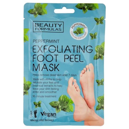 Beauty Formulas, Exfoliating Foot Peel Mask, Złuszczająca maska do stóp, Peppermint, 1 para Beauty Formulas