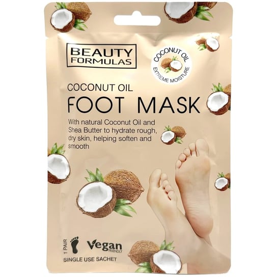 Beauty Formulas, Foot Mask, Zmiękczająca maska do stóp, Coconut Oil, 1 para Beauty Formulas