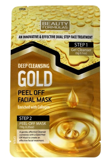 Beauty Formulas, Gold, maseczka oczyszczająca na twarz peel-off, 1 szt. Beauty Formulas