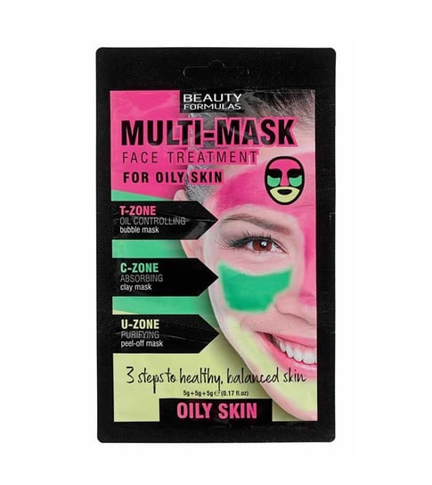Beauty Formulas, Multi Mask Face Treatment zabieg na twarz do cery tłustej 3x5g Beauty Formulas