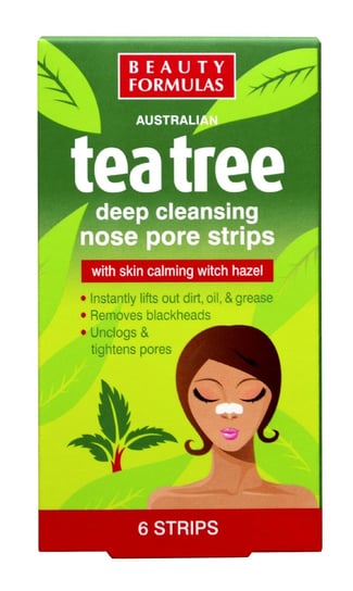 Beauty Formulas, Tea Tree, głęboko oczyszczające paski na nos, 6 szt. Beauty Formulas