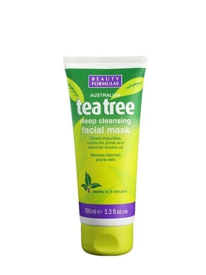 Beauty Formulas, Tea Tree, maska glinkowa głęboko oczyszczająca, 100 ml Beauty Formulas