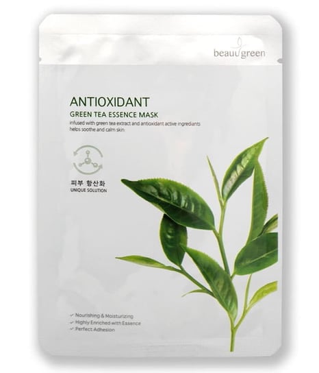 BeauuGreen, Antioxidant Green Tea Essence Mask antyoksydacyjna maseczka do twarzy Zielona Herbata 23g BeauuGreen