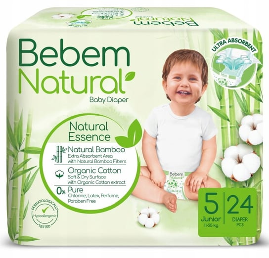 Bebem Natural Pieluszki Bambusowe Eko Junior 5 24 Sztuki Inna marka