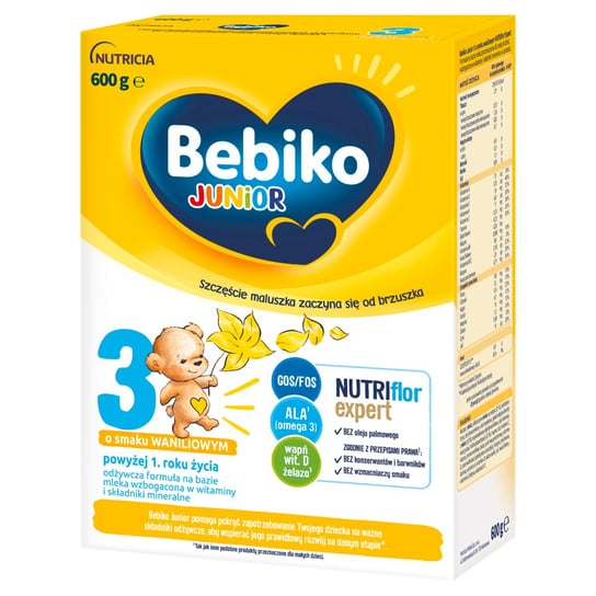 Bebiko Junior 3 o smaku waniliowym Mleko modyfikowane dla dzieci powyżej 1. roku życia 600 g Bebiko