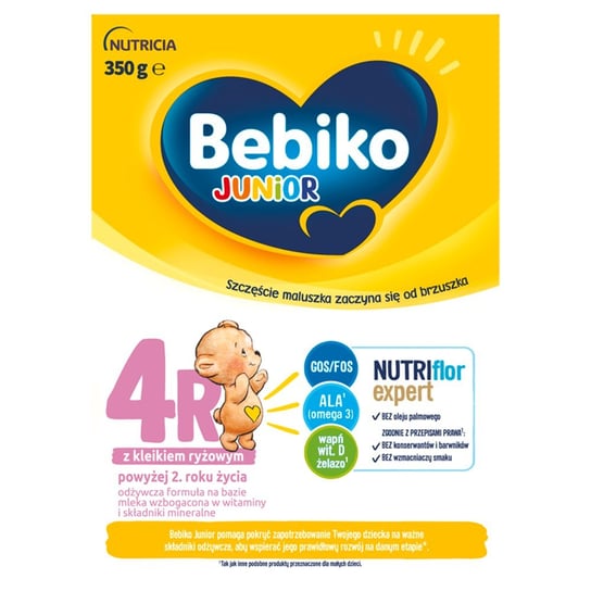 Bebiko Junior 4R, odżywcza formuła na bazie mleka dla dzieci powyżej 2. roku życia, 350 g Bebiko