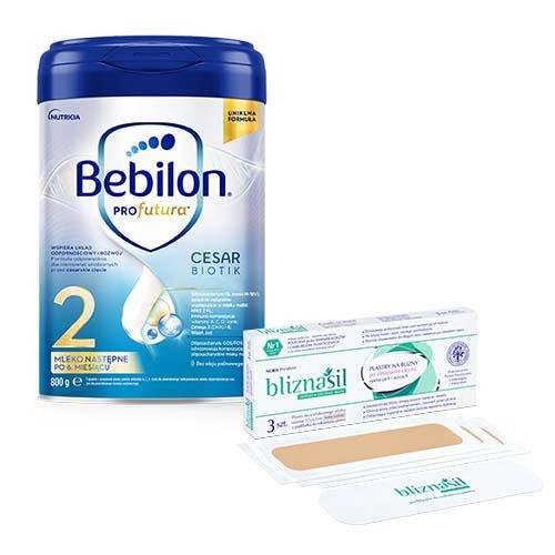 Bebilon Profutura Cesar Biotik 2, mleko następne po 6. miesiącu odpowiednie dla niemowląt urodzonych przez cesarskie cięcie, 800G +Bliznasil Bebilon