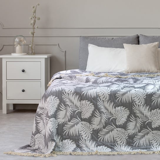 BEDS/TROPICALLEAVES/FR/GREY+WHITE/260x280 DecoKing