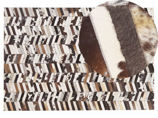 Beliani, Dywan patchwork skórzany 140 x 200 cm brązowo-biały AKYELE Beliani