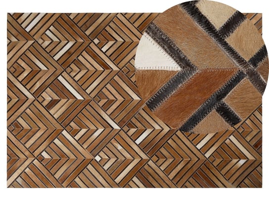 Beliani, Dywan patchwork skórzany 140 x 200 cm brązowy TEKIR Beliani